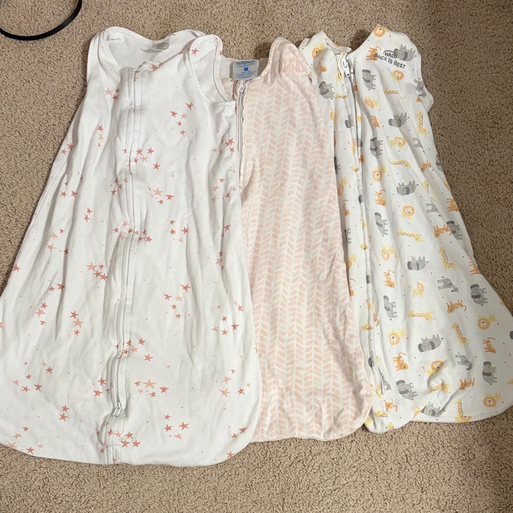 Kids Sleep Sack Set - White, Pink, Yellow